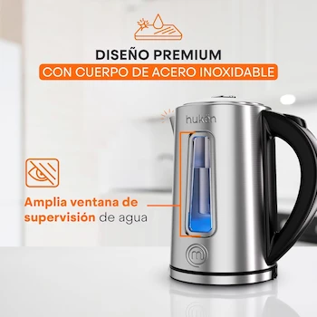 Imagen 5 de Hukën x MasterChef Tetera Eléctrica STEEL-FUSE 1.7L Hervidor de Agua con Infusor de Té Removible Acero Inoxidable