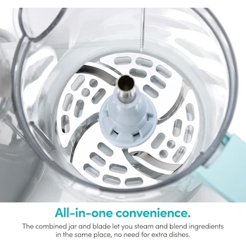 Imagen 5 de NutriBullet - Baby Steam + Blend, blanco/azul, Modelo NBY50200, Serie NutriBullet Baby, Capacidad 16 oz, Dimensiones 27 cm profundidad x 15 cm ancho x 23.3 cm altura