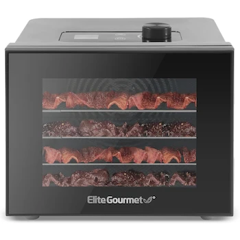 Imagen de referencia para Elite Gourmet Deshidratador de Alimentos EFD-308 con 4 Bandejas de Acero Inoxidable Negro