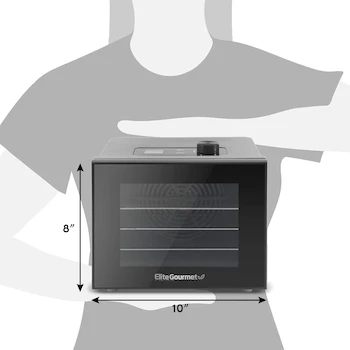 Imagen 2 de Elite Gourmet Deshidratador de Alimentos EFD-308 con 4 Bandejas de Acero Inoxidable Negro
