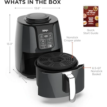 Imagen 3 de Ninja AF101 Freidora de Aire 3.78L / 4 Qt Negro/Gris Compacta