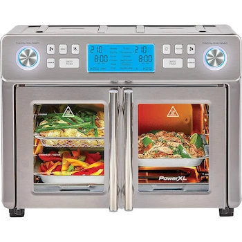 Imagen 1 de PowerXL Duplex Horno y Freidora de Aire de 24 Litros, Color Acero Inoxidable, Modelo TO68D5-2SPLA, Tamaño 44.4 x 54.41 x 51.31 cm
