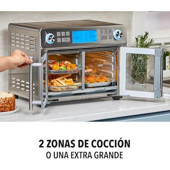 Imagen 3 de PowerXL Duplex Horno y Freidora de Aire de 24 Litros, Color Acero Inoxidable, Modelo TO68D5-2SPLA, Tamaño 44.4 x 54.41 x 51.31 cm