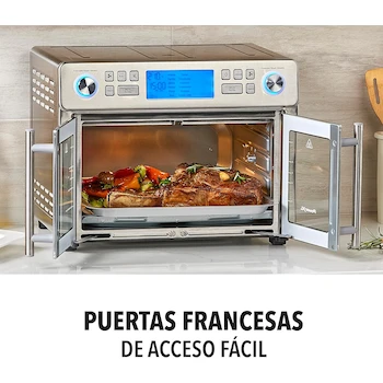 Imagen 5 de PowerXL Duplex Horno y Freidora de Aire de 24 Litros, Color Acero Inoxidable, Modelo TO68D5-2SPLA, Tamaño 44.4 x 54.41 x 51.31 cm