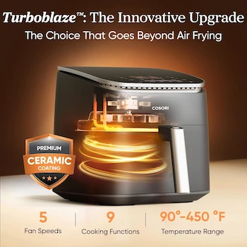 Imagen 2 de Cosori TurboBlaze 9 en 1 Freidora de Aire 6 Qt / 10 L Revestimiento Cerámico Premium Gris Oscuro