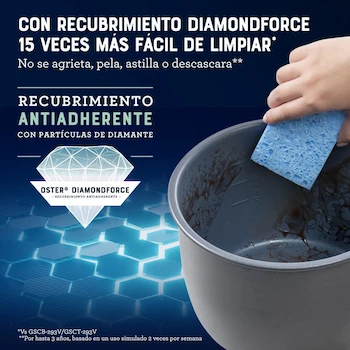 Imagen 4 de Oster Multiolla Turbo 7.5 L Acero Inoxidable con Recubrimiento DiamondForce Modelo CKSTPCECT75DF