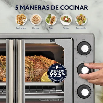 Imagen 4 de Oster Horno con Freidora de Aire, de 25 L de Capacidad, Color Gris, Modelo TSSTTV25FDMAFNS-1MX, Tamaño Pequeño
