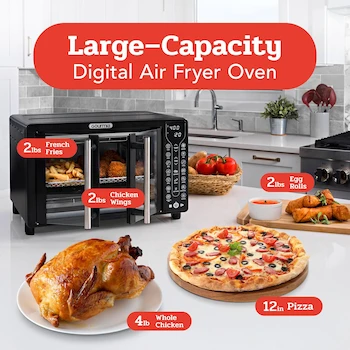 Imagen 3 de Gourmia GTF7460 Digital French Door Air Fryer Toaster Oven 24L 6-Slice Large Black