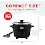 Miniatura de Dash Mini Rice Cooker Arrocera Negra 2 Tazas Modelo DRCM200BK