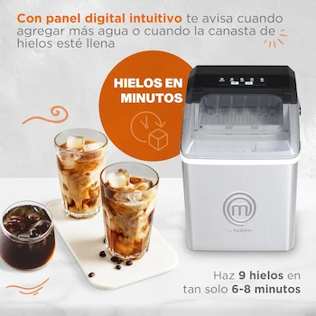Imagen 4 de Hukën x MasterChef FreezeMAX MK-IM-9C Máquina de Hielos 1.3L Acero Inoxidable 2 Tamaños de Hielo Panel Digital