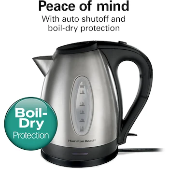 Imagen 5 de Hamilton Beach 40880 Tetera Eléctrica Hervidor de Agua Eléctrico 1.7 Litros Acero Inoxidable Color Acero Inoxidable