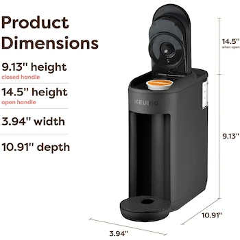 Imagen 3 de Keurig K-Mini Mate - Cafetera para Cápsulas, Color Negro, Modelo 611247405772, Serie K-Mini Mate, Capacidad 12 Onzas de Líquido, Dimensiones 23.72 x 10.01 x 24.03 cm, Peso 1.77 kg