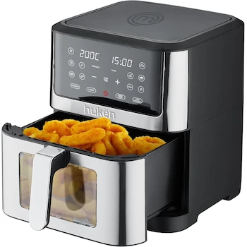Imagen de referencia para Hukën x MasterChef Freidora de Aire Multifuncional Easy-View 8L con Ventana de Supervisión, Panel Touch Doble Pantalla LED, Diseño e Interior de Acero Inoxidable