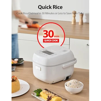 Imagen 4 de Toshiba Mini Olla Arrocera 3 Tazas (sin cocer), Pequeña Olla Arrocera Vaporera y Calentador, Color Blanco, Modelo B091TW6ND5