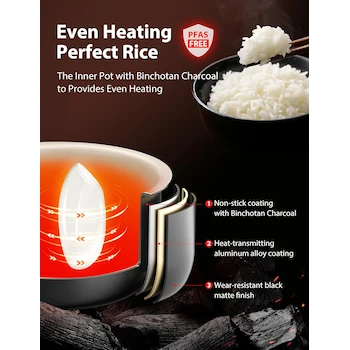 Imagen 5 de Toshiba Mini Olla Arrocera 3 Tazas (sin cocer), Pequeña Olla Arrocera Vaporera y Calentador, Color Blanco, Modelo B091TW6ND5