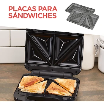 Imagen 5 de Black+Decker Estación de Desayunos 3 en 1 WM2000S-LA, Waflera, Sandwichera y Parrilla, Color Negro, Diseño Compacto con Placas Intercambiables
