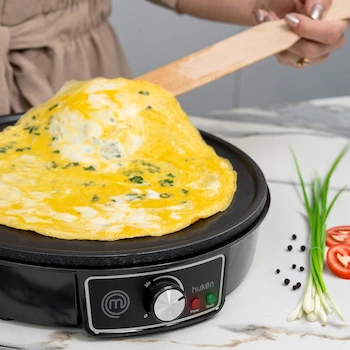 Imagen 5 de Hukën x MasterChef Crepera Eléctrica NONSTICK+ 30 cm MK-CM-V2 Plancha Multifuncional Antiadherente Negro