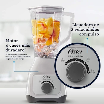 Imagen 3 de Oster® Licuadora con Vaso de Plástico de 1.25 L y Control de Perilla Modelo BLSTKAP-WRD-013 Color Blanco