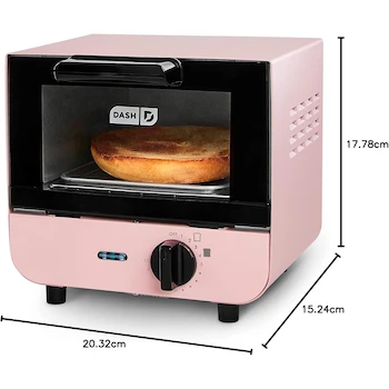 Imagen 2 de DASH Minitostadora DMTO100GBPK04 Color Rosa, Tamaño Mini, Capacidad para 2 Rebanadas, Dimensiones 20.32 x 15.24 x 17.78 cm, Peso 1.88 kg, Material Metal