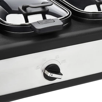 Imagen 4 de Amazon Basics Olla de Cocción Lenta Triple de Acero Inoxidable Cepillado 3 x 2.5 Cuartos de Galón (aprox. 2.8L cada una)