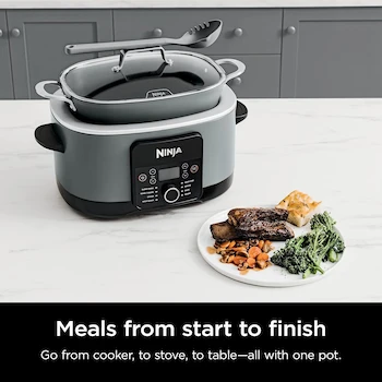 Imagen 4 de Ninja MC1001 Foodi PossibleCooker PRO 8.5 Quart Multi-Cooker, Sea Salt Grey, with Glass Lid & Integrated Spoon, Nonstick Oven Safe Pot