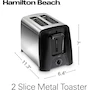 Miniatura de Hamilton Beach 22614Z Tostador de 2 Rebanadas, Color Negro con Plata, Dimensiones 28,7 x 16,26 x 17,78 cm
