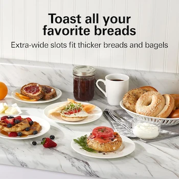 Imagen 3 de Hamilton Beach 22614Z Tostador de 2 Rebanadas, Color Negro con Plata, Dimensiones 28,7 x 16,26 x 17,78 cm