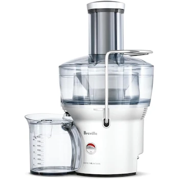 Imagen alusiva al producto Breville BJE200XL - Extractor de Zumo Compacto, Color Blanco, 700 W, Capacidad 25 Onzas Líquido, Contenedor Pulpa 1.6 qt, Dimensiones 24.99 x 23.01 x 40.01 cm, Peso 3.8 kg