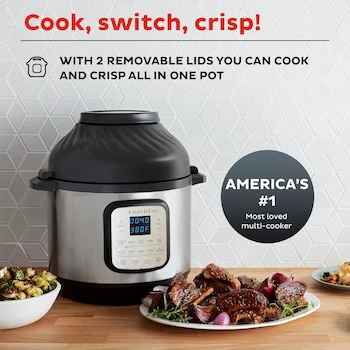 Imagen 3 de Instant Pot Duo Crisp 11 en 1 Freidora de Aire y Olla Eléctrica a Presión 6 Litros / 6 Quart Acero Inoxidable