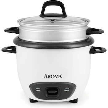 Imagen de referencia para Aroma ARC-743-1NG Arrocera y Vaporizador de Alimentos, 3 Tazas (Sin Cocinar) / 6 Tazas (Cocinado), Blanco, Paquete de 1