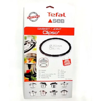 Imagen alusiva al producto Empaque para Olla a Presión T-fal Clipso de 8L, Junta de Goma Original Referencia 792237, Compatible con Modelos Clipso 8 Litros (y 10L en algunos casos), Color Gris
