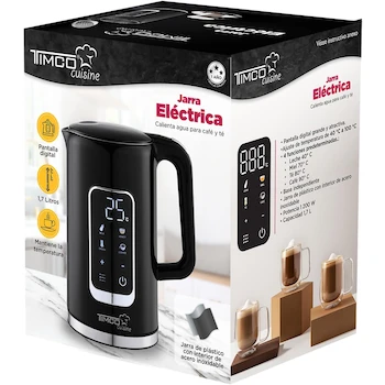 Imagen 4 de Tetera Timco Jarra Eléctrica Digital Automática JE8723DN 1.7 L 4 Niveles de Temperatura Preestablecidos Color Negro