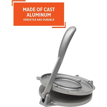 Imagen 3 de IMUSA USA MEXI-86008 Cast Aluminum Tortilla Press, 8-Inch, Silver