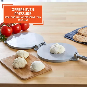 Imagen 5 de IMUSA USA MEXI-86008 Cast Aluminum Tortilla Press, 8-Inch, Silver