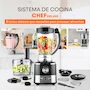 Miniatura de Hukën x MasterChef Sistema de Cocina Chef Deluxe, Modelo MK-BSY-650, Color Negro, Acabados de Acero Inoxidable, Capacidad Jarra Licuadora 1.75L, Tazón Procesador 1.2L, Dimensiones 19x19x44 cm