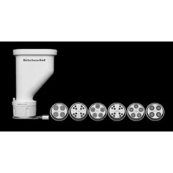 Imagen 4 de KitchenAid KSMPEXTA Gourmet Pasta Press Attachment with 6 Interchangeable Pasta Plates for Stand Mixers, Acero Inoxidable, Dimensiones 14.5L x 12.2An x 21.3Alt cm, Peso 2.7 Libras