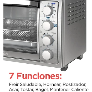 Imagen 5 de Black+Decker Horno Eléctrico Freidora de Aire 3 en 1 con Rostizador TO4315SS-LA Gris Acero Inoxidable