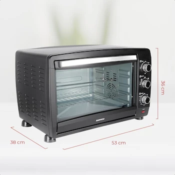 Imagen 3 de Horno Tostador DAEWOO DOT-1666 Color Negro Capacidad 40 Litros Dimensiones 38 cm Profundidad x 53 cm Ancho x 36 cm Alto