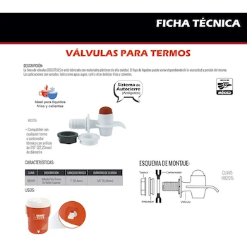 Imagen 5 de Dogotuls RB2015 Válvula de Repuesto para Termo con Botón Superior Compatible con Modelos de 2, 3, 5 y 10 Galones