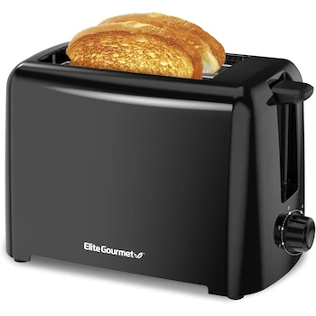 Imagen de referencia para Elite Gourmet ECT1027B Tostador Negro de 2 Rebanadas con Ranuras Extra Anchas de 1.25 Pulgadas, Dimensiones 5.75 x 9.25 x 6.25 Pulgadas