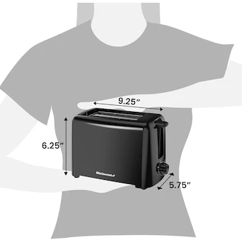 Imagen 3 de Elite Gourmet ECT1027B Tostador Negro de 2 Rebanadas con Ranuras Extra Anchas de 1.25 Pulgadas, Dimensiones 5.75 x 9.25 x 6.25 Pulgadas