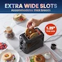 Miniatura de Elite Gourmet ECT1027B Tostador Negro de 2 Rebanadas con Ranuras Extra Anchas de 1.25 Pulgadas, Dimensiones 5.75 x 9.25 x 6.25 Pulgadas