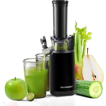 Imagen de referencia para Elite Gourmet EJX600 - Exprimidor Lento de Masticación Compacto y Pequeño que Ahorra Espacio, Extractor de Jugo Prensado en Frío, Color: Gris Carbón, Capacidad de Taza: 16 Onzas, Tamaño: 8.3 cm Ancho x 8.3 cm Profundidad x 30.5 cm Alto
