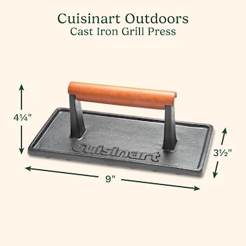 Imagen 3 de Cuisinart CGPR-221 Cast Iron Grill Press with Wood Handle, 2.8 Pounds