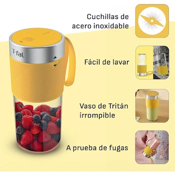 Imagen 5 de T-fal Licuadora Portátil Lightmix BL1C02X0, Vaso de 300ml, Color Amarillo