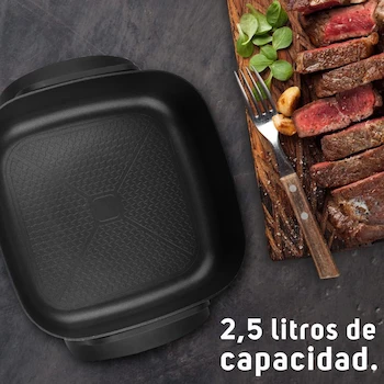 Imagen 3 de TAURUS ODISEO | Sartén Eléctrico Negro | Rectangular | 2.5 Litros | 30 cm | Altura 16 cm | Tapa de Vidrio Refractario | Recetario Incluido