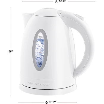 Imagen 3 de Ovente KP72W Hervidor Eléctrico Sin Cable, 1.7 Litros, Color Blanco