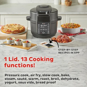 Imagen 3 de Instant Pot Duo Crisp Ultimate Tapa con WIFI, Freidora de Aire 13 en 1 y Olla de Presión, 6.5 Quart / 6 Litros, Negro