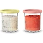 Miniatura de Ninja XSKPNTLD2 CREAMi - Pintas y tapas de lujo de 24 oz, paquete de 2, compatibles con fabricantes de helados Ninja Creami Deluxe de la serie NC500, tapas de coral y amarillo