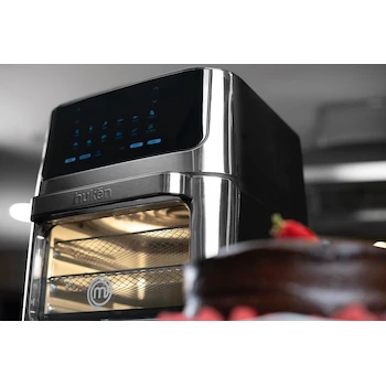Imagen 2 de Hukën x MasterChef Horno + Freidora de Aire BAKE N’ FRY 12 L con Panel Touch Doble Pantalla LED, Puerta Desmontable, Ventana con Luz, 5 Accesorios y Recetario